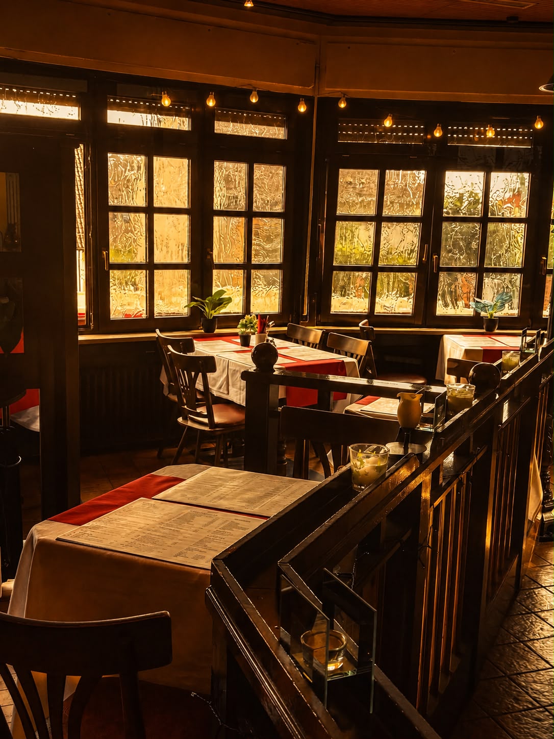 Gemütlicher Gastraum des Ristorante Napoli mit warmem Licht